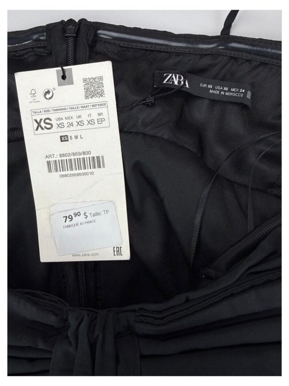 NWT ZARA Bow Sequin Mini Dress Size XS Black - Picture 11 of 13